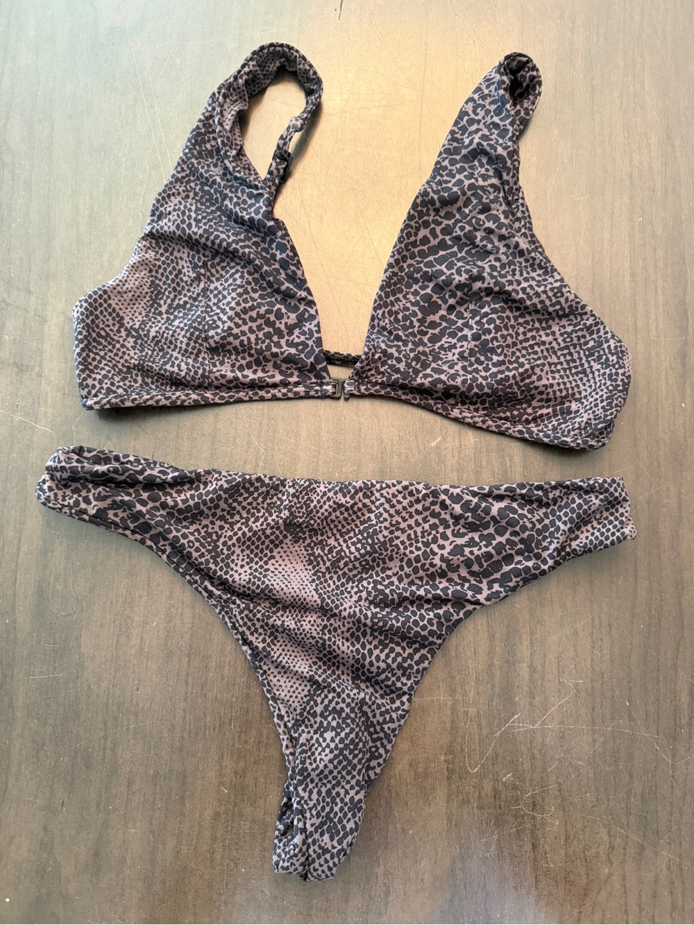ACACIA Bosa Bikini Set L Top M Mid Rise Bottom Snake lining